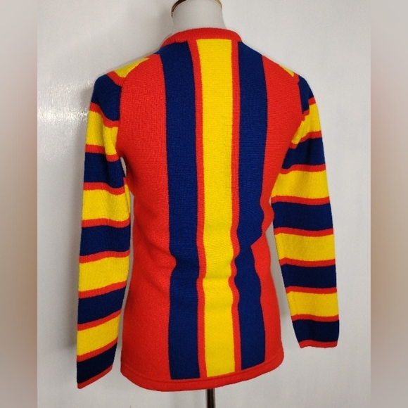 VINTAGE RED BLUE & YELLOW WHITE STAGE SWEATER - Picture 4 of 8